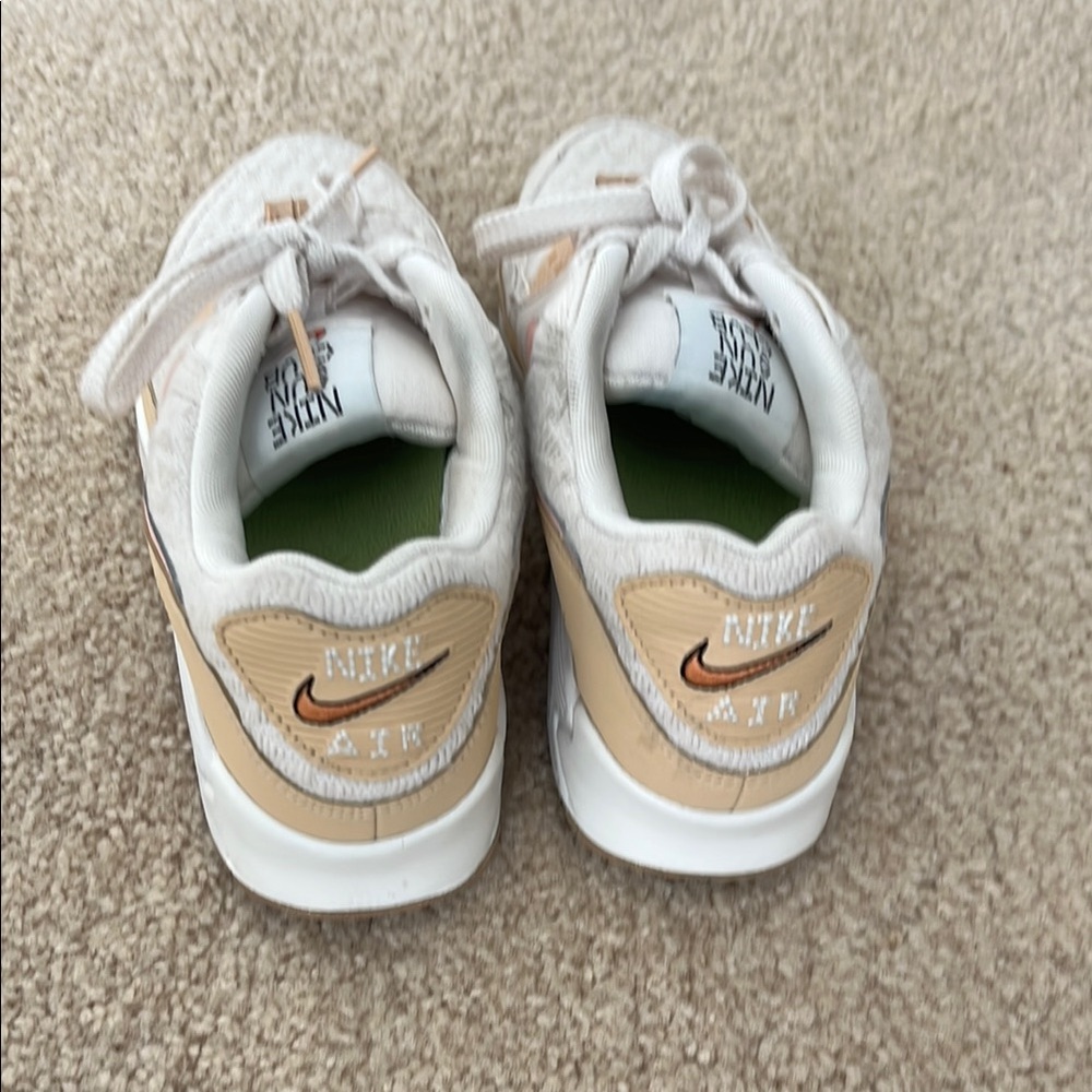 Nike Cream and White Sneakers with Metallic Gold Swoosh
